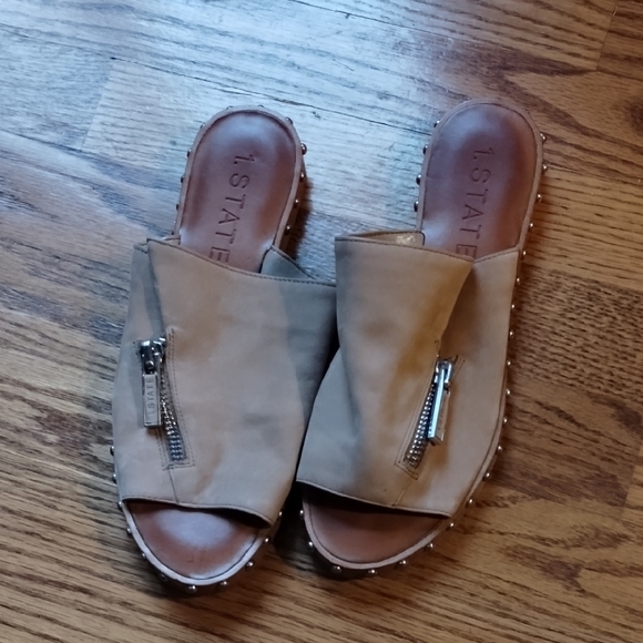 1. State Shoes - 1. State Tan Mules with Zipper Detail